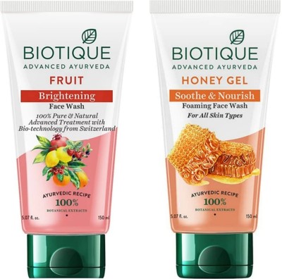 BIOTIQUE FRUIT , HONEY GEL 150ML (PACK OF 2) Face Wash(300 ml)