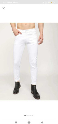 FLAYING Slim Men White Jeans