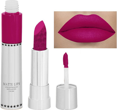 YAWI NEW MATTE GLOSSY 2 IN 1 LIQUID AND SMUDGEPROOF LIPSTICK(MAGENTA, 8 g)