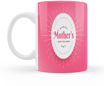 Dezzbee Happy Mothers Day In Circle Printed Ceramic Coffee 330 ML White Pack of 1 Ceramic Coffee Mug(330 ml)