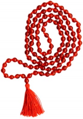 Takshila Gems Natural Red Carnelian Mala 108+1 (6 mm) Knotted Beads Mala Lab Certified Carnelian Stone Necklace