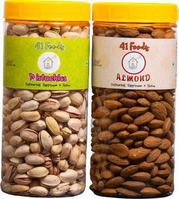 41 foods Dry fruits combo pack of Almonds Pistachios | badam pista (150x2) 300 GM Pistachios, Almonds(2 x 150 g)
