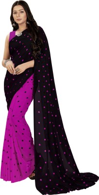 Anand Sarees Polka Print Daily Wear Georgette Saree(Purple, Black)