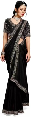 DHARMEE Solid/Plain Bollywood Art Silk Saree(Black)