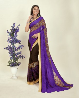 vinayak creation Paisley, Floral Print Daily Wear Georgette Saree(Purple, Brown)