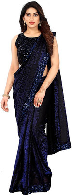 JSIYA Embellished Bollywood Lycra Blend Saree(Blue)