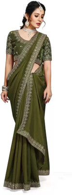 DHARMEE Solid/Plain Bollywood Art Silk Saree(Light Green)