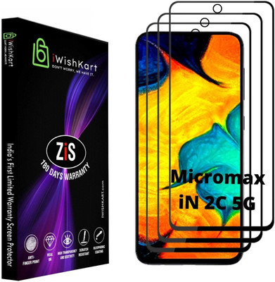 iWishKart Edge To Edge Tempered Glass for Micromax iN2c 5G(Pack of 3)