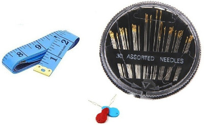 Kunfaya 1 Measuring Tape + 1Pc Hand Sewing Needle Compact ( 2 Thread Pick ) Sewing Kit