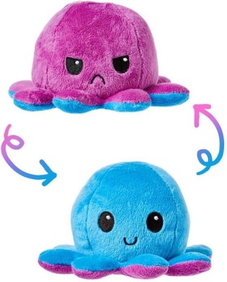 Zuku reversible octopus purple blue for girls kids birthday gift birthday gift pink  - 25 cm(Multicolor)