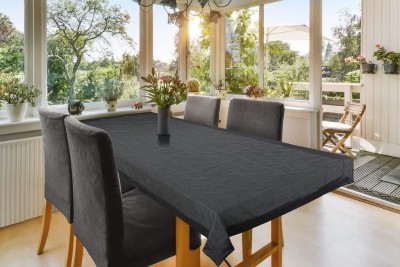 Casanest Solid 6 Seater Table Cover(Black, Cotton)