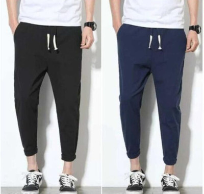 Satsukrat Solid Men Black, Dark Blue Track Pants