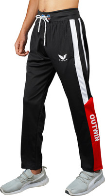 OUTWIN Colorblock Men Black Track Pants