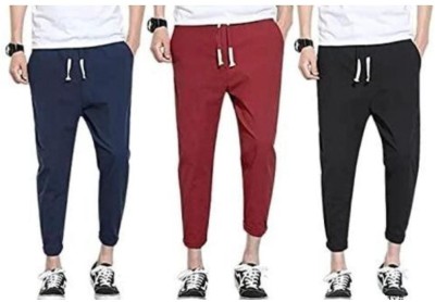 Satsukrat Solid Men Black, Maroon, Dark Blue Track Pants