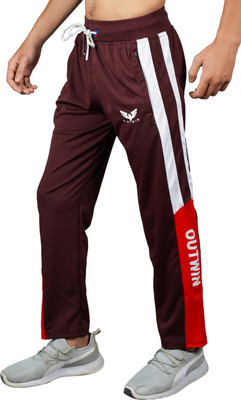 OUTWIN Colorblock Men Maroon Track Pants