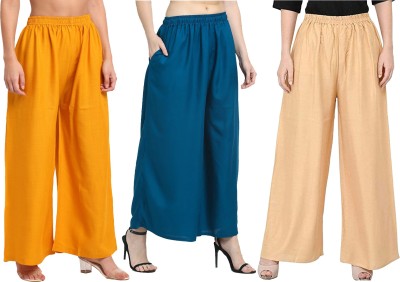 AZAD TRENDS Regular Fit Women Yellow, Blue, Cream Trousers