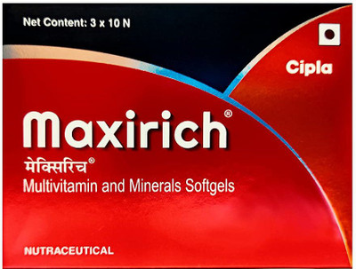 Cipla Maxirich Multivitamin and Minerals Soft gel capsules Pack of 30(30 Capsules)