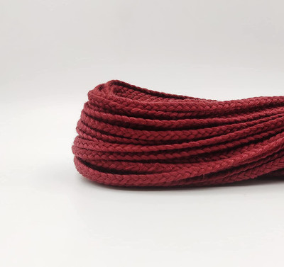 Bobbiny Braided Macrame Cotton Cord 4mm 20 Meters Thread Choti Macrame DIY Maroon.