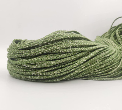 Ananta Braided Macrame Cotton Cord 3.5mm 20 Meters Thread Choti Macrame DIY Green Zari.