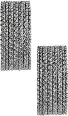 ACCESSHER Metal Silver Bangle Set(Pack of 12)