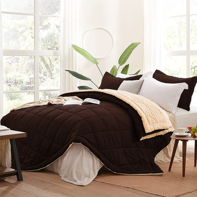 AEROHAVEN Solid Double Comforter for  AC Room(Microfiber, Coffee Brown and Beige)