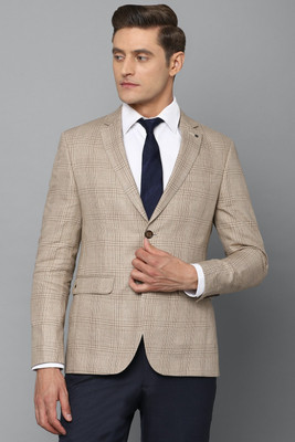 LOUIS PHILIPPE Checkered Single Breasted Formal Men Blazer(Beige)