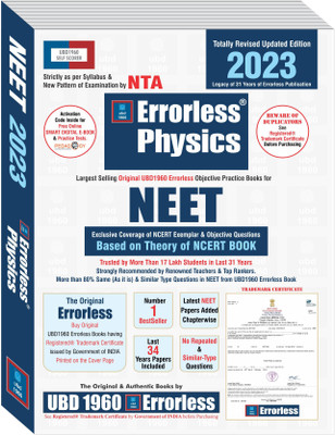 UBD1960 Errorless Physics for NEET as per NTA (Paperback+Free Smart E-book) Revised Updated New Edition 2023 (2 volumes) by UBD1960 (Original Errorless Self Scorer USS Book with Trademark Certificate)(Paperback, Experienced, Expert Team of Teachers) UBD1960 Errorless Physics for NEET as per NTA (Paperback+Free Smart E-book) Revised Updated New Edition 2023 (2 volumes) by UBD1960 (Original Errorless Self Scorer USS Book with Trademark Certificate)(Paperback, Experienced, Expert Team of Teachers)
