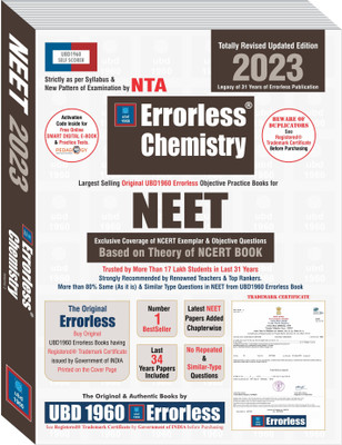 UBD1960 Errorless Chemistry for NEET as per NTA (Paperback+Free Smart E-book) Revised Updated New Edition 2023 (2 volumes) by UBD1960 (Original Errorless Self Scorer USS Book with Trademark Certificate)(Paperback, Experienced, Expert Team of Teachers) UBD1960 Errorless Chemistry for NEET as per NTA (Paperback+Free Smart E-book) Revised Updated New Edition 2023 (2 volumes) by UBD1960 (Original Errorless Self Scorer USS Book with Trademark Certificate)(Paperback, Experienced, Expert Team of Teachers)