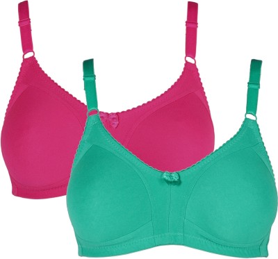 TEENY BOPPER Pretty Me Cotton B Cup Combo Women T-Shirt Non Padded Bra(Green, Pink)