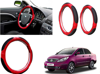 Shop Buy Steering Cover For Tata Universal For Car(Black & Red, Leather)