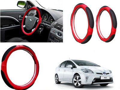 Shop Buy Steering Cover For Toyota Universal For Car(Black & Red, Leather)