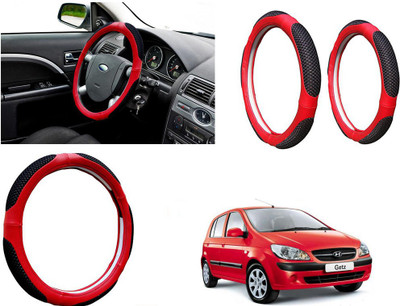 Shop Buy Steering Cover For Hyundai Universal For Car(Black & Red, Leather)
