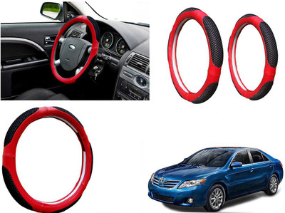 Shop Buy Steering Cover For Toyota Universal For Car(Black & Red, Leather)