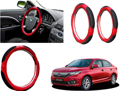 Shop Buy Steering Cover For Honda Universal For Car(Black & Red, Leather)