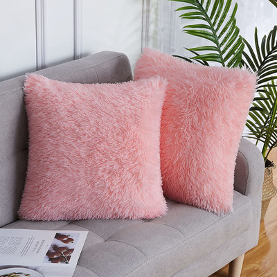 PICKKART Fur Cushions Cover(30 cm*30 cm, Pack of 2, Pink)