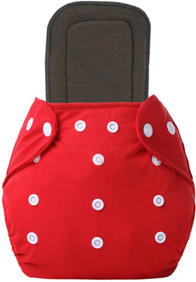 Wagwanfly Cloth Diapers for Babies | Reusable Diaper Cloth With 1 Black Insert Pad (Red)
