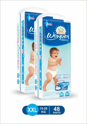 Wowper Fresh Baby Diapers Pants | Wetness Indicator | Upto 10 Hrs Absorption | 15-25 Kg - XXL(48 Pieces)