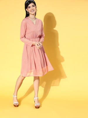 PLUSS Women A-line Pink Dress