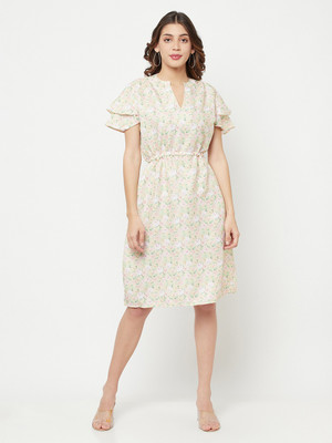 CRIMSOUNE CLUB Women A-line Beige Knee Length Dress