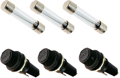 Ovicart 6.35x25mm Fuse Holder With 250V Fast 5A Glass Fuse (Pair of 3) Electrical Fuse(5 A)