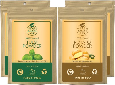 Khadi Ark Tulsi & Potato Powder for Lightening Skin & Reduce Acne, Dark Spots(200 GM Each)(400 g)