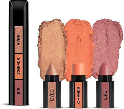 KAIASHA 3in1 Highlighter LIPSTICK/ BLUSHER/ EYESHADOW 3 IN 1 ALL MAKEUP STICK Highlighter(MULTI COLOR)