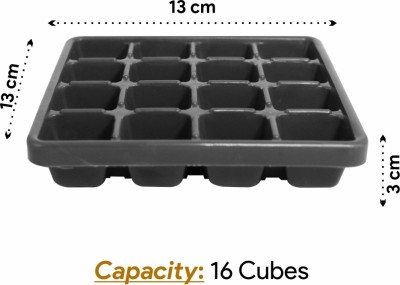 Wonder Plastic 160 Ice Tray Set For Fridge, 12 pc Ice Tray 16 Cubes, Grey Color Black Plastic Ice Cube Tray(Pack of12)