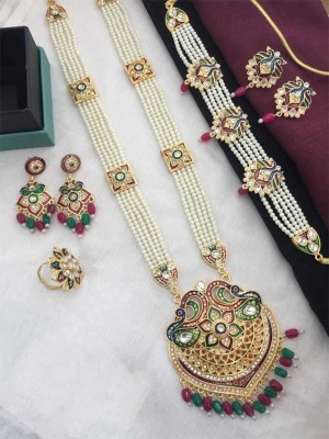 URVSSTORE Brass Gold-plated Multicolor Jewellery Set(Pack of 1)