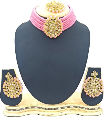 ambart Alloy Gold-plated Pink, Gold Jewellery Set(Pack of 1)