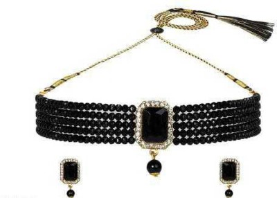 Zooni Collection Alloy Gold-plated Black Jewellery Set(Pack of 1)