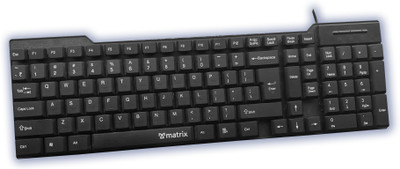 MATRIX KM-200 Wired USB Standard Multi-device Keyboard Compatible with Desktop, Laptop, Mac stand support(Black)