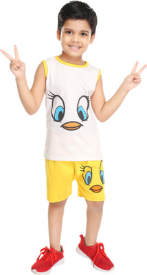 Smuktar garments Baby Boys Casual T-shirt Shorts(Yellow)