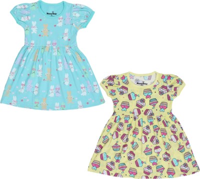 AmazBaby Baby Girls Mini/Short Casual Dress(Light Blue, Cap Sleeve)