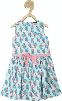 Allen Solly Girls Midi/Knee Length Casual Dress(Blue, Sleeveless)